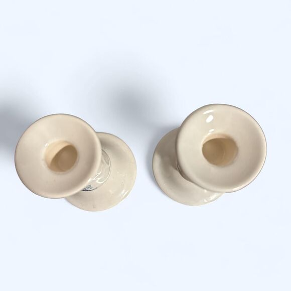 Pfeiffer Cream & Blue Candles holders Decor-home Vintage Kitchen dining room - Picture 2 of 5